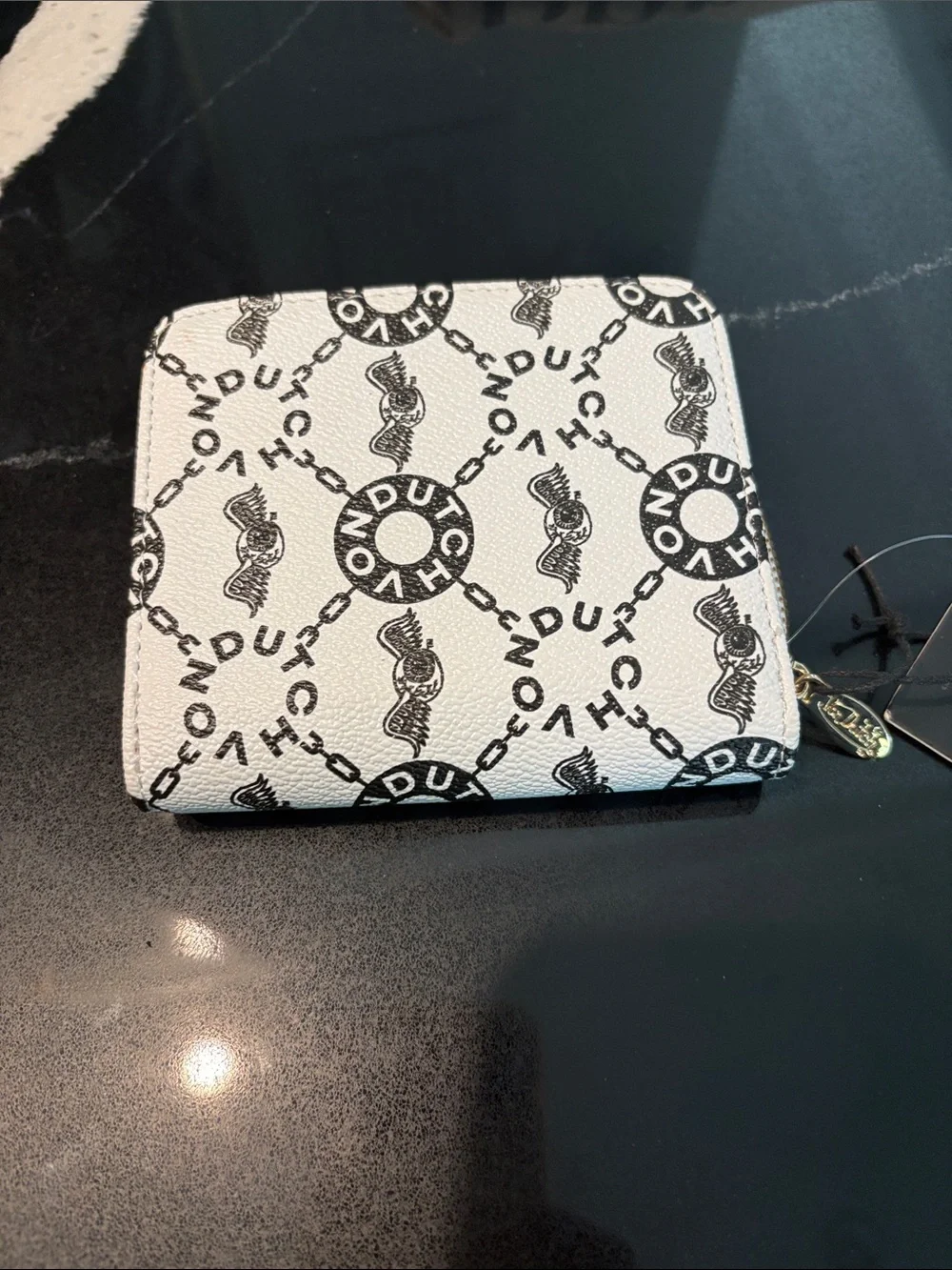 Von Dutch White and Black Logo Wallet